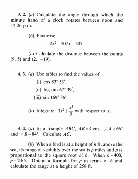 1968 'O' Level Question