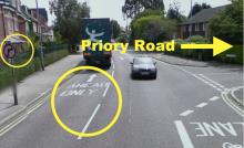 No Right Turn on to Priory Road