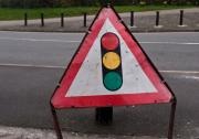 Traffic lights warning sign