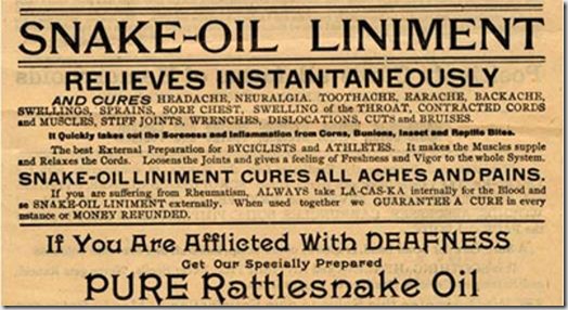 Snake Oil Label with ridiculous claims