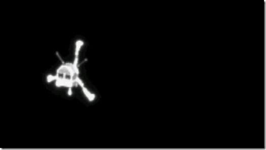 Philae seen from Rosetta shortly after release