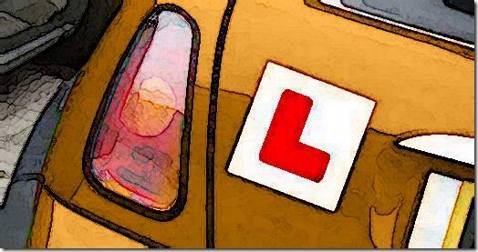Car with L plate