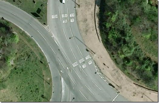 A section of the Nuthall roundabout - lanes, lanes, and more lanes
