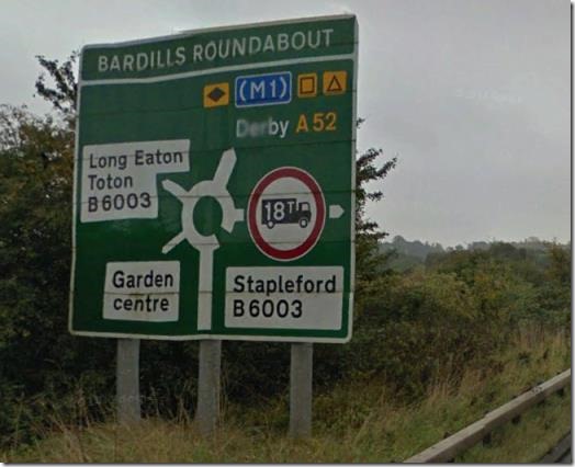 Bardill's Roundabout sign
