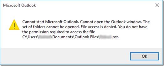 Outlook - Access Denied error