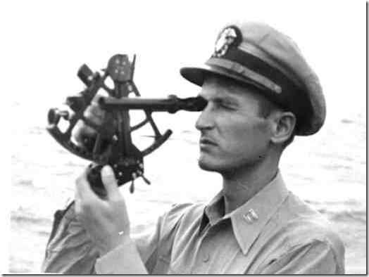 Navy navigator with sextant