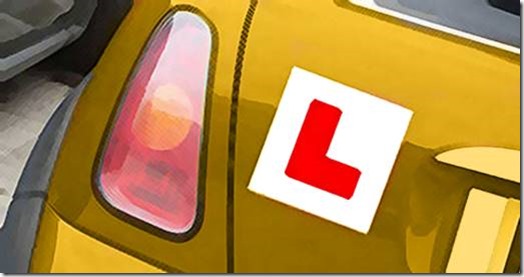 'L' plate on learner car